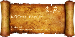 Kürti Porfir névjegykártya